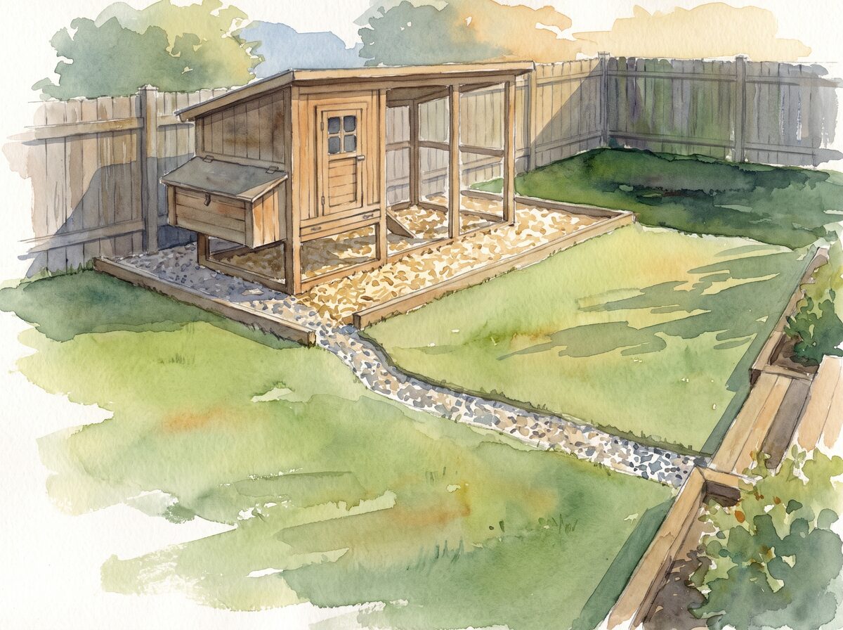 The dry run chicken coop garden