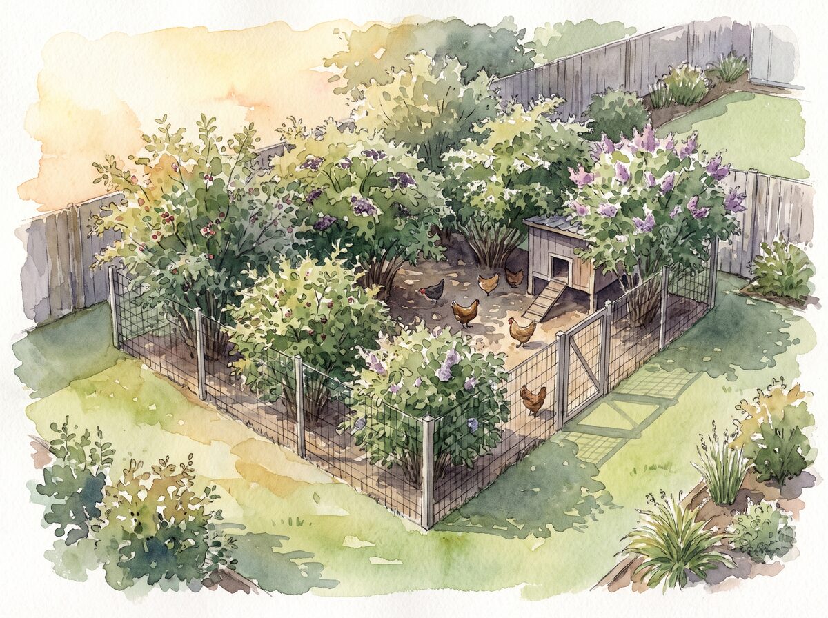 The hedgerow run chicken coop garden