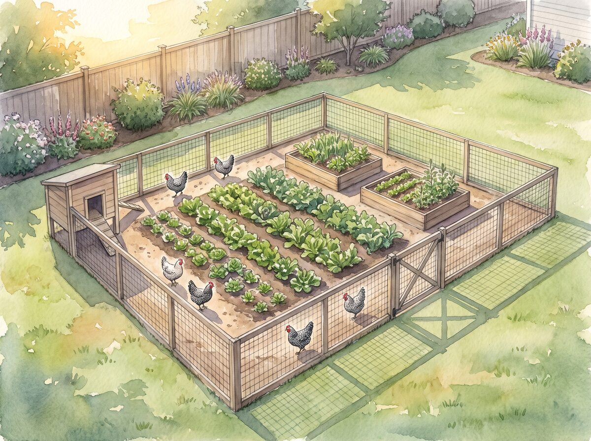 The chicken moat chicken coop garden