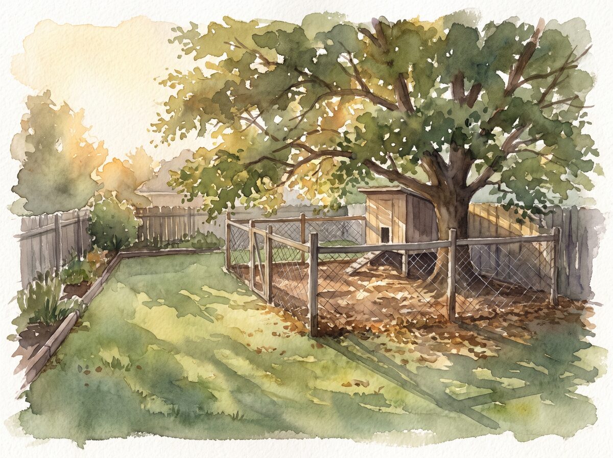 The under-tree run chicken coop garden