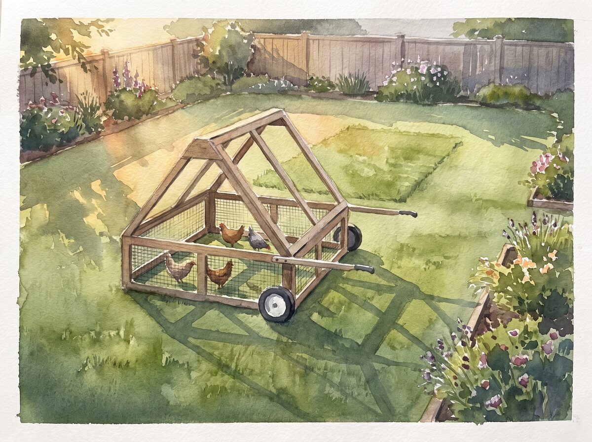 The chicken tractor chicken coop garden