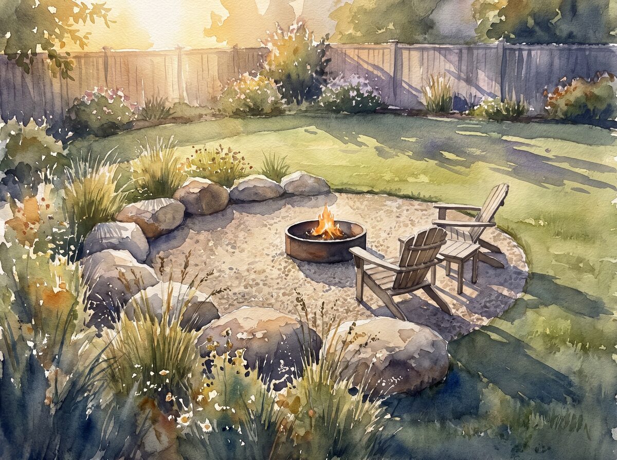 The stone outcrop fire pit area