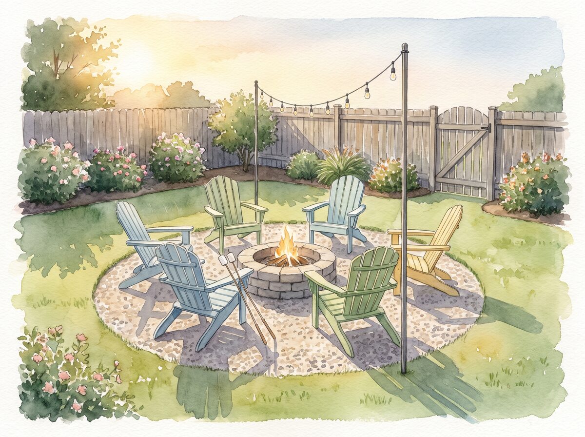 The story circle fire pit area