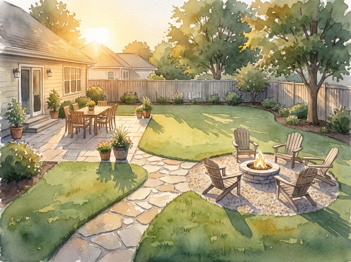 The two-zone patio fire pit area