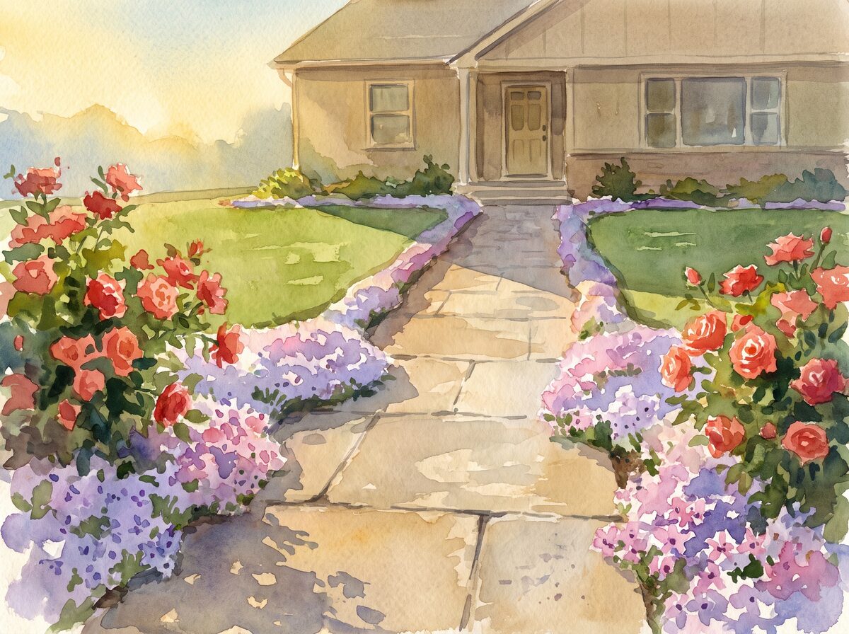 The five-foot walk front yard
