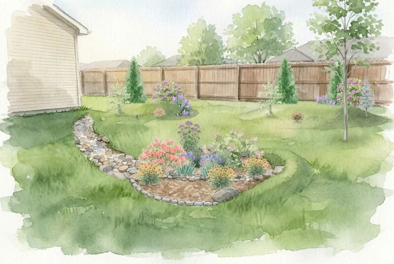 A rain garden, painted at year twenty