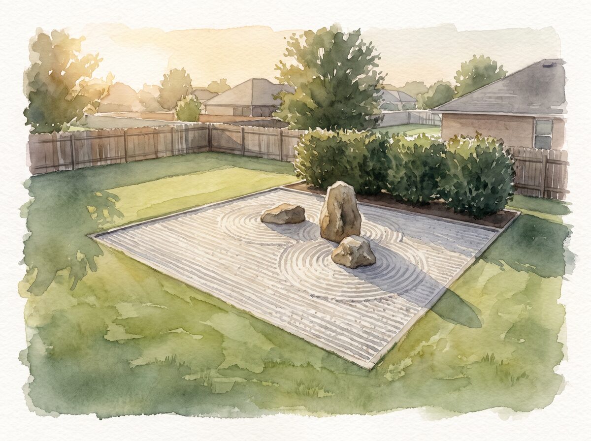 Watercolor of japanese garden