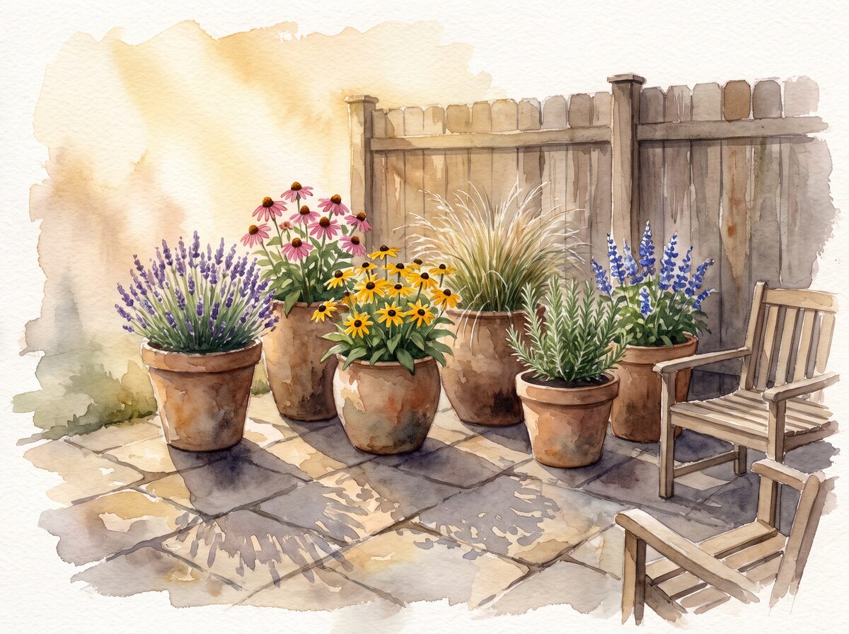 The patio containers pollinator garden