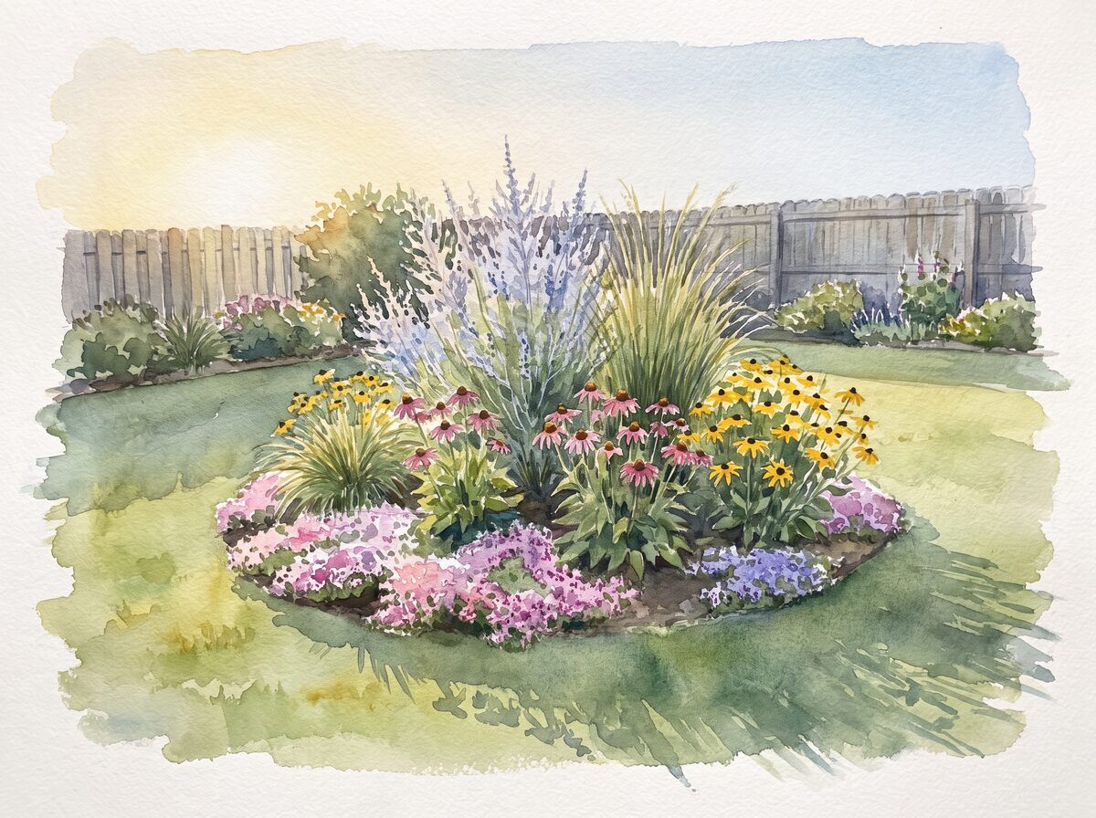 The island bed pollinator garden