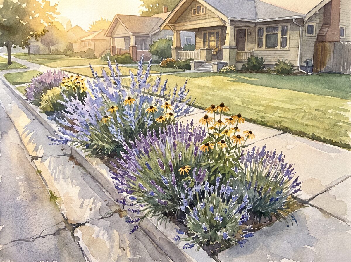 The hell strip pollinator garden