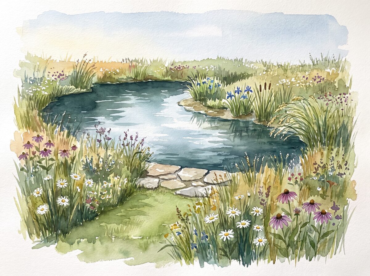 The meadow edge natural swimming pond