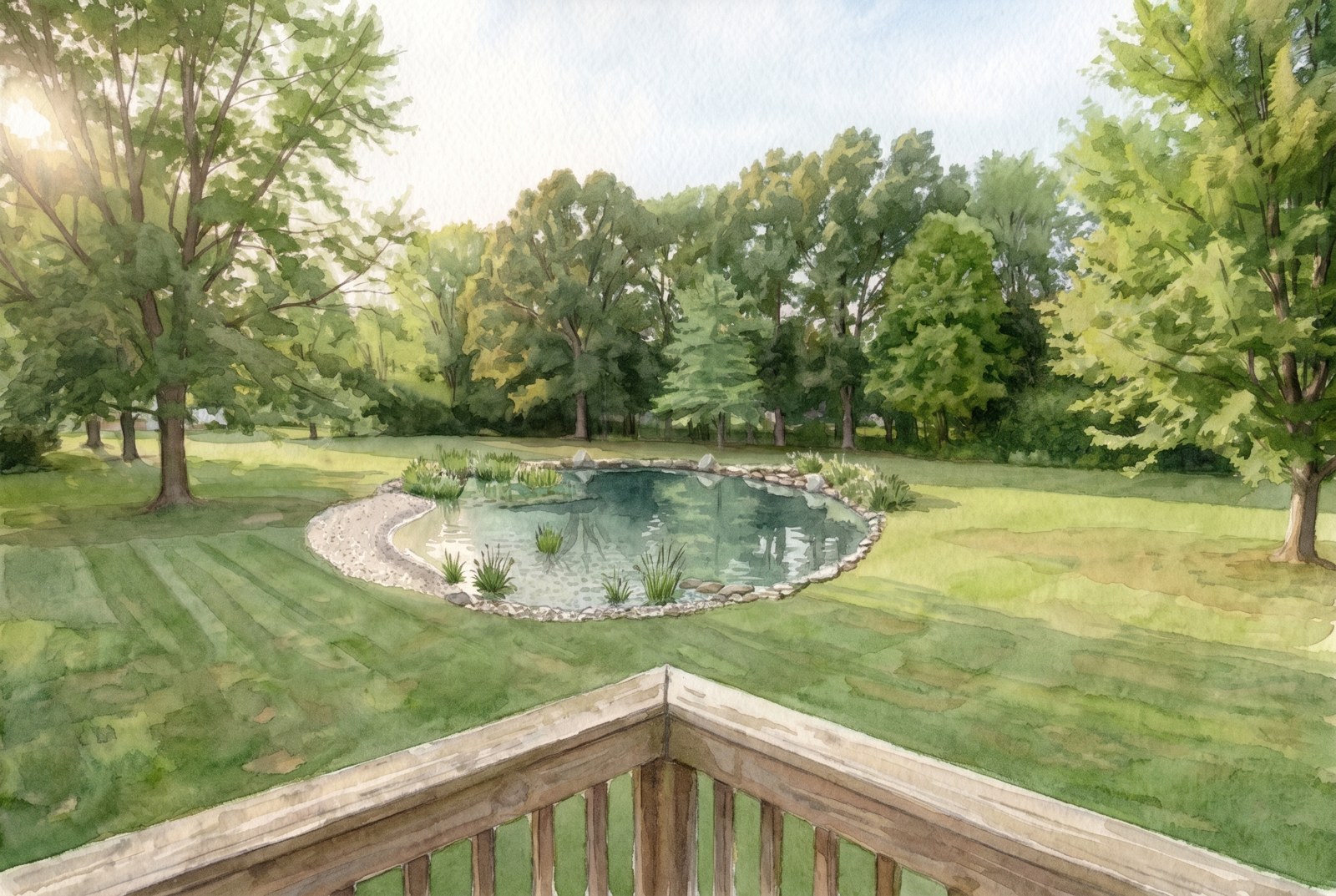 The sample pond plan rendered by the studio at year one