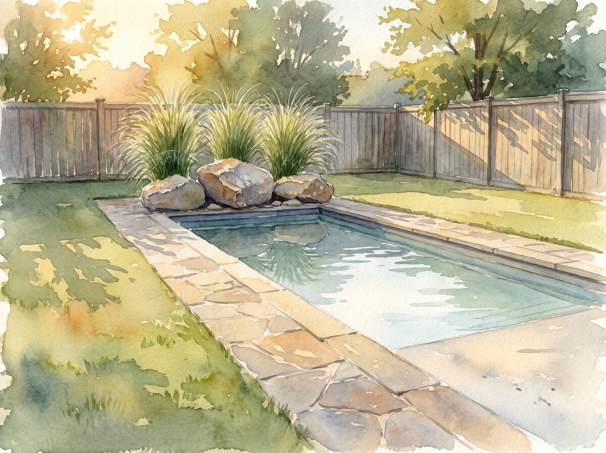 The far-end anchor pool landscaping