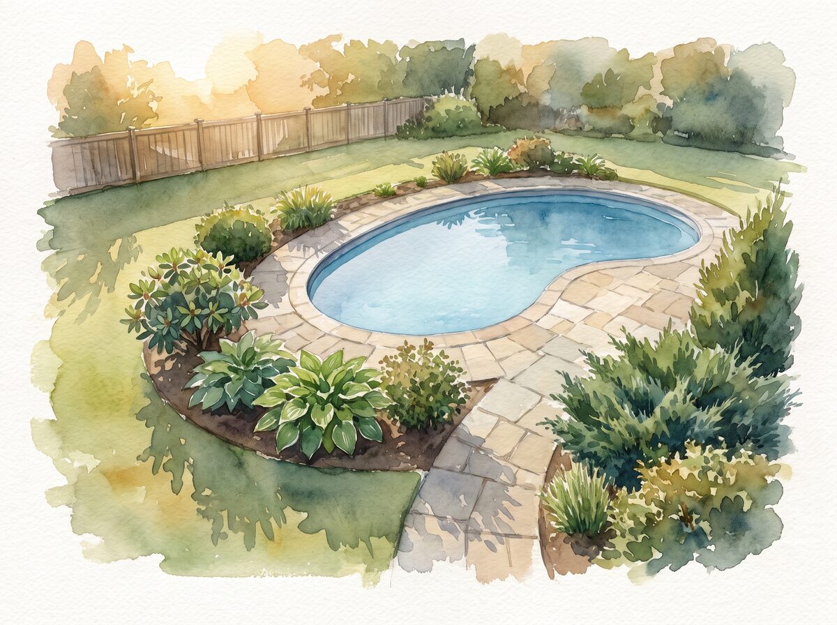 The no-litter ring pool landscaping