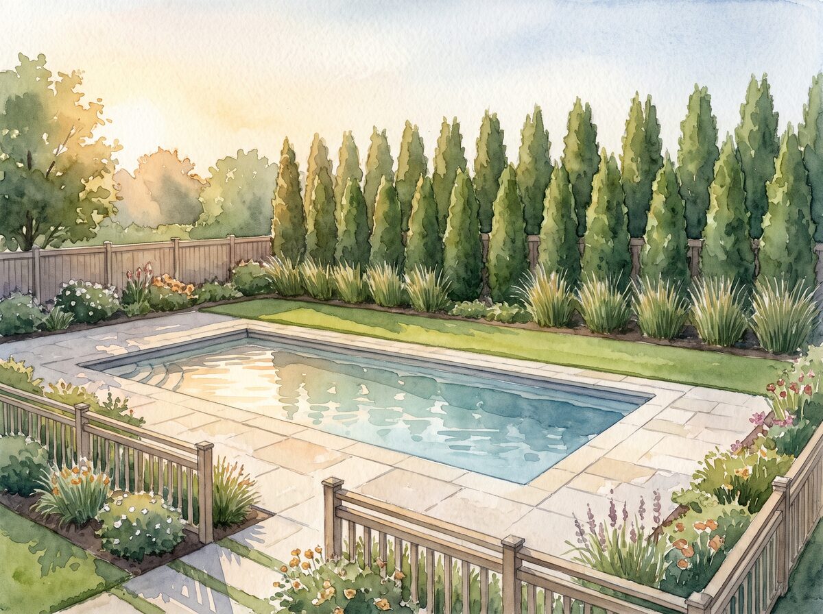 The swimsuit screen pool landscaping