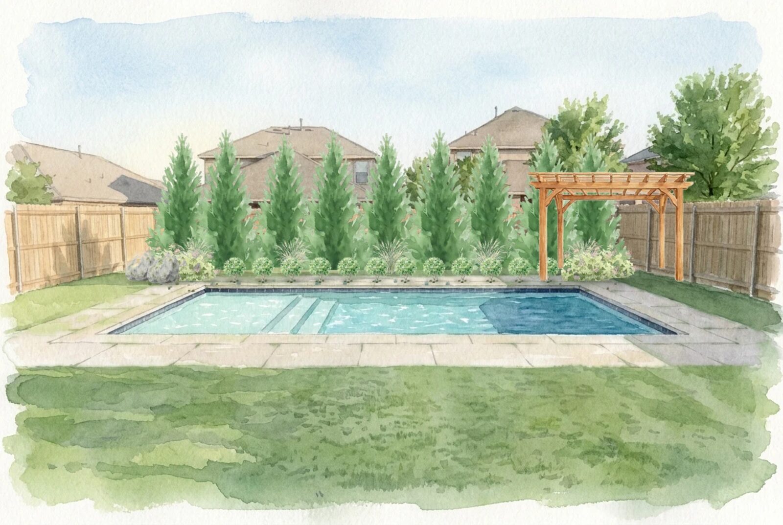 pool landscaping at year 10