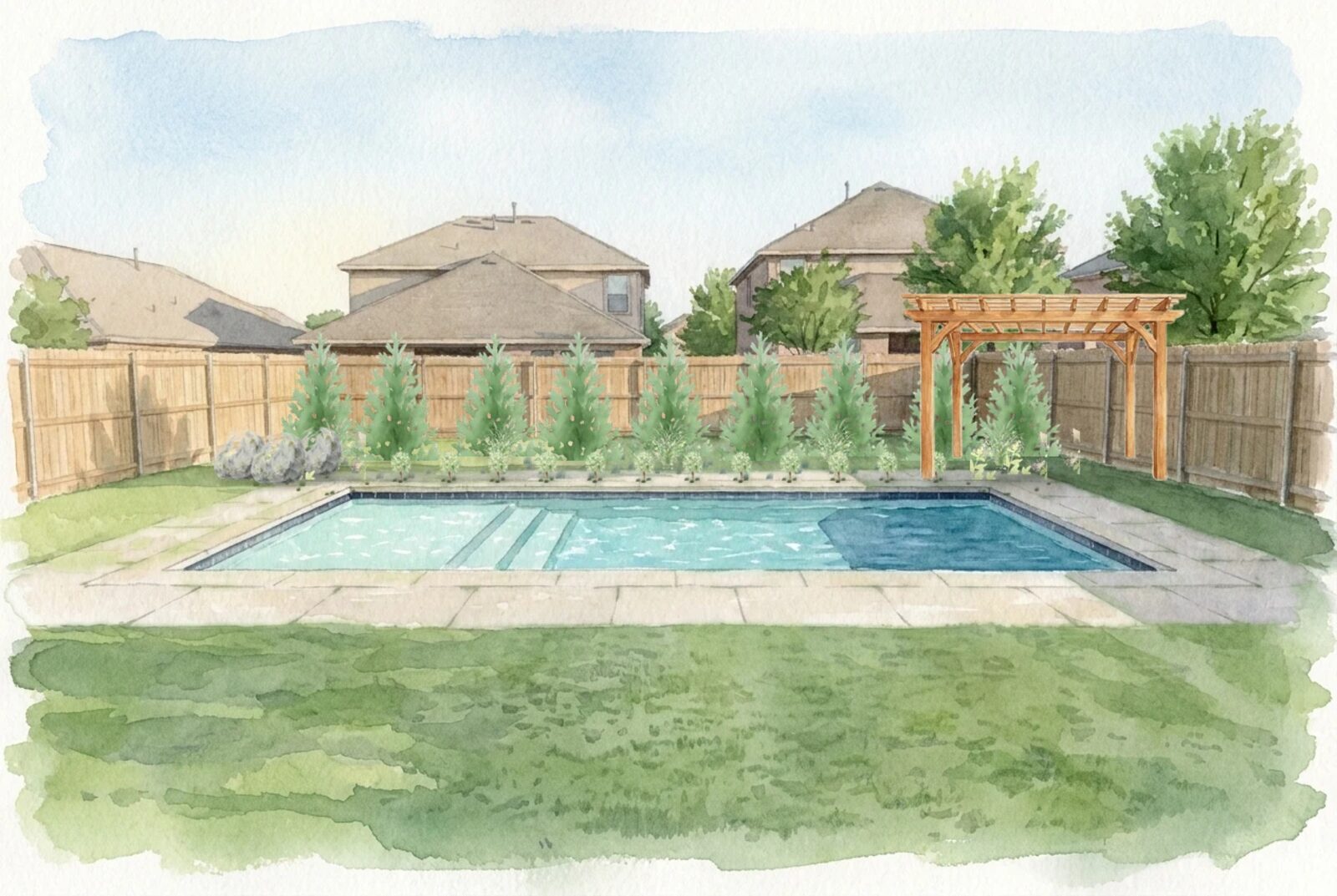 pool landscaping at year 5