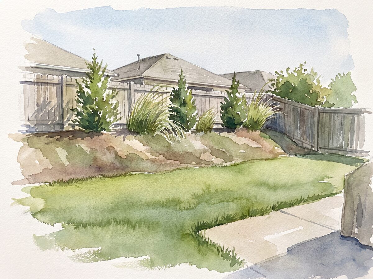 The planted berm backyard privacy screen