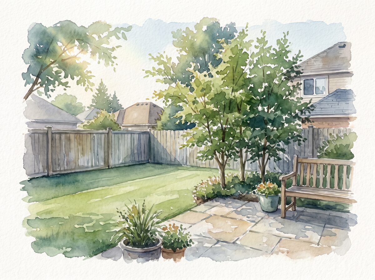 The corner grove backyard privacy screen