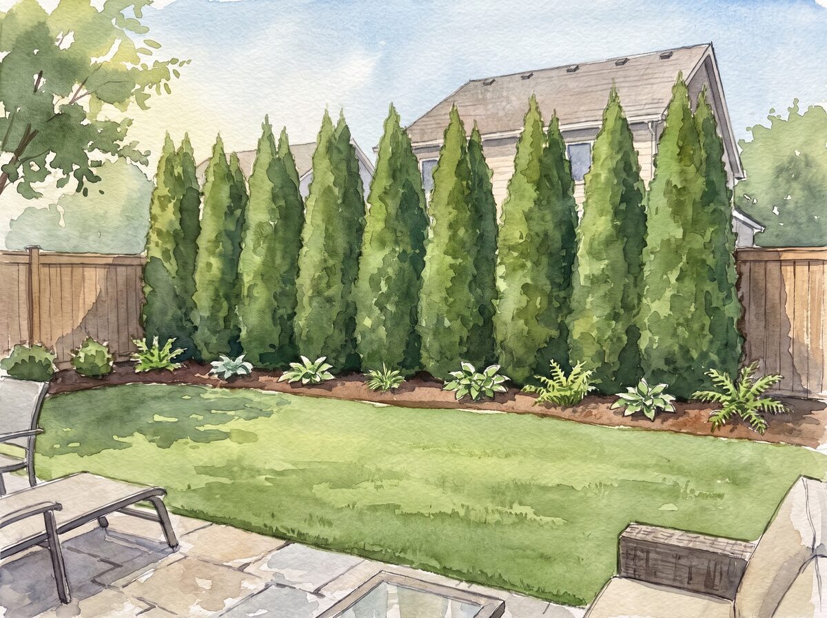 Watercolor of backyard privacy