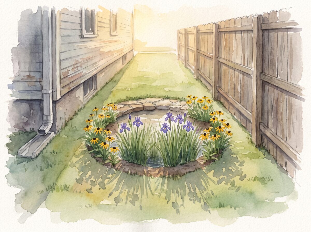 The side-yard basin rain garden