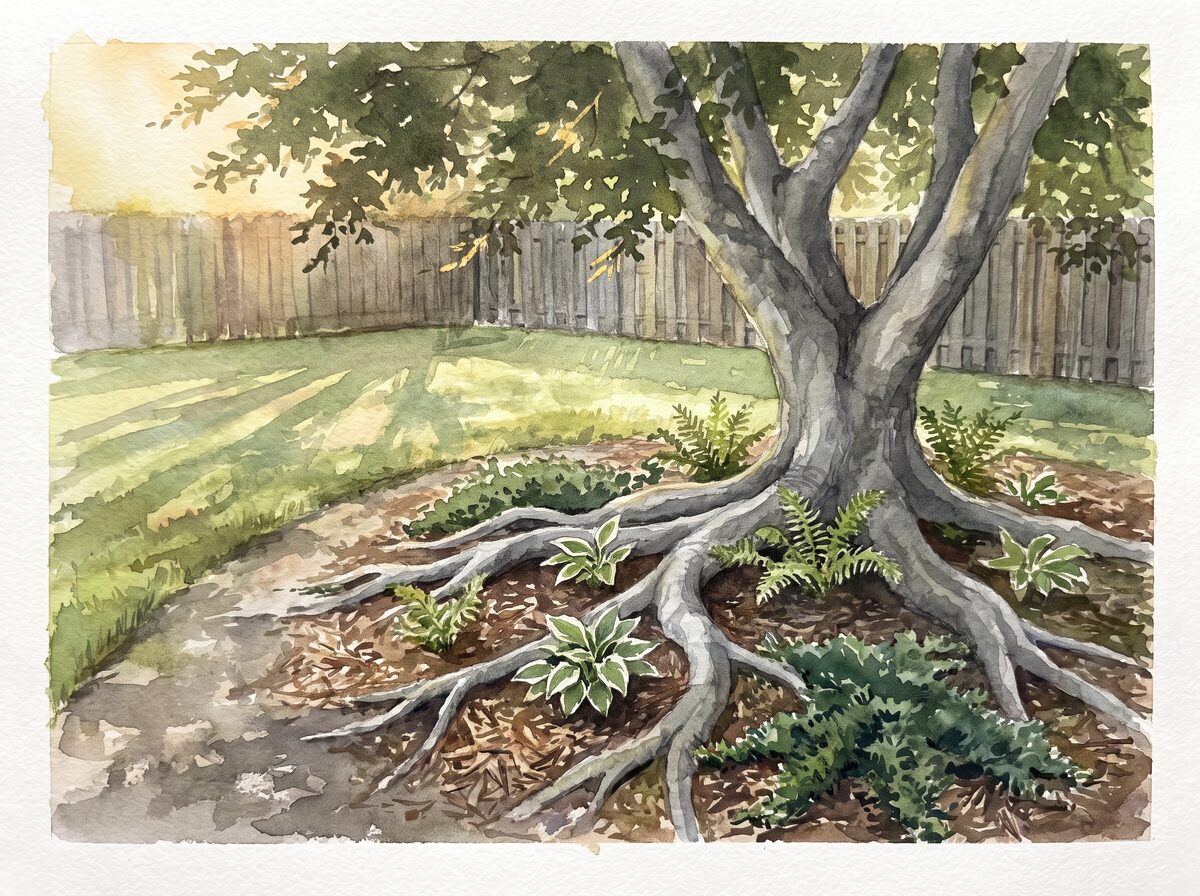 The root-pocket bed shade garden