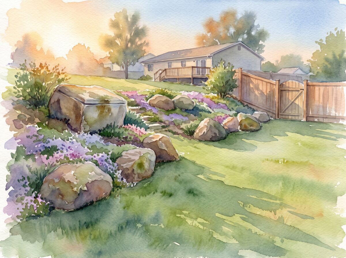 The boulder face sloped backyard