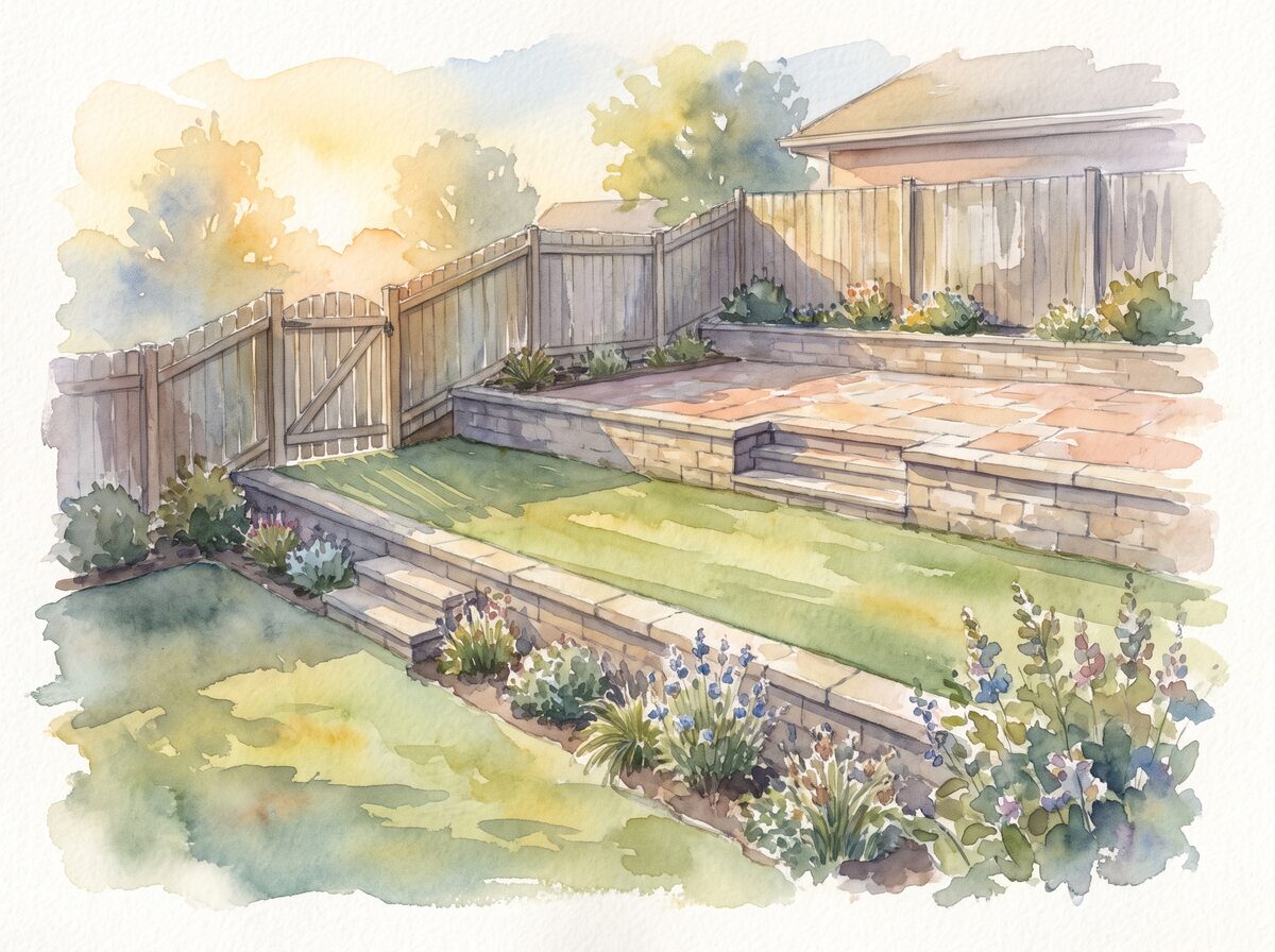 The stepped series sloped backyard