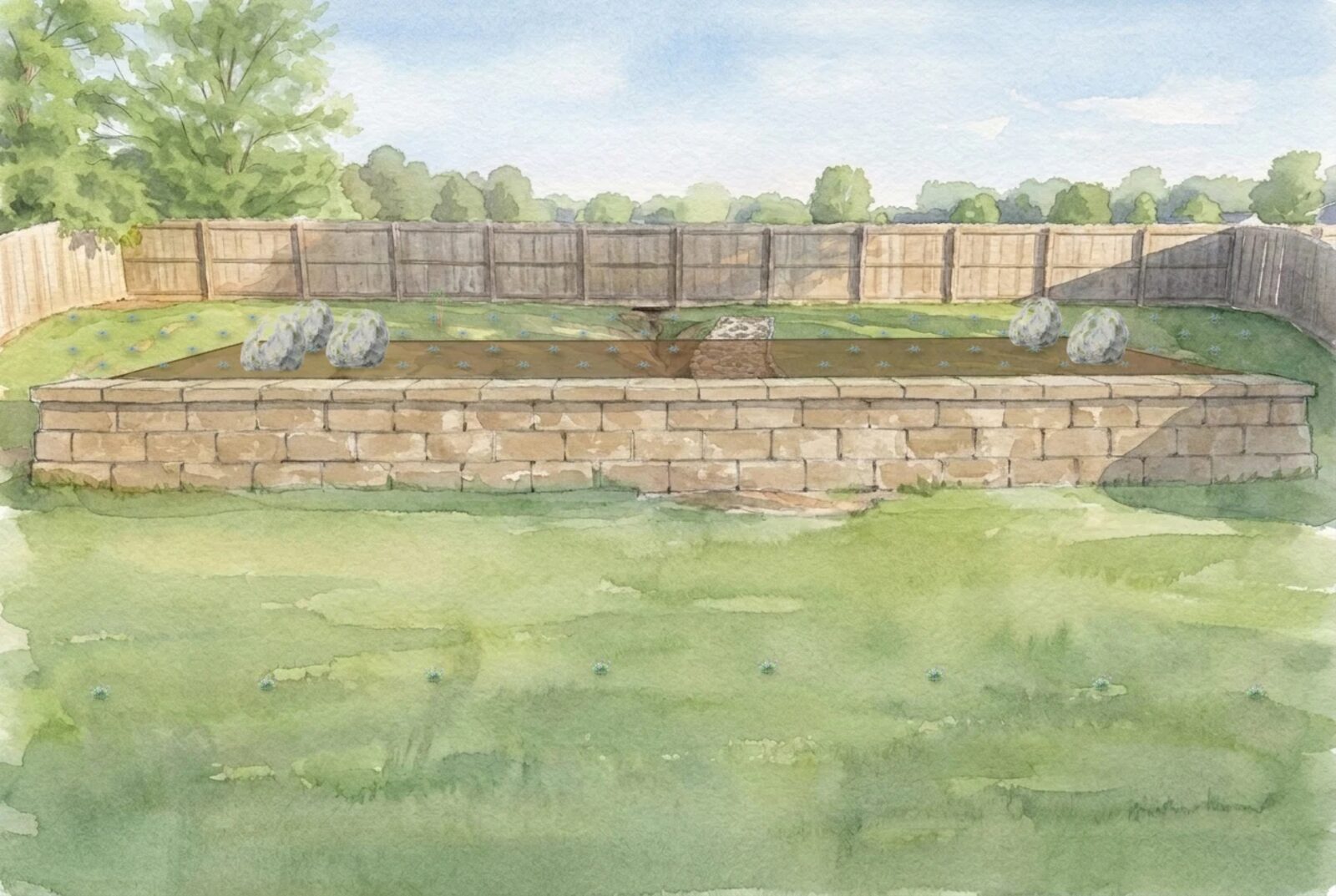 sloped backyard at year 3