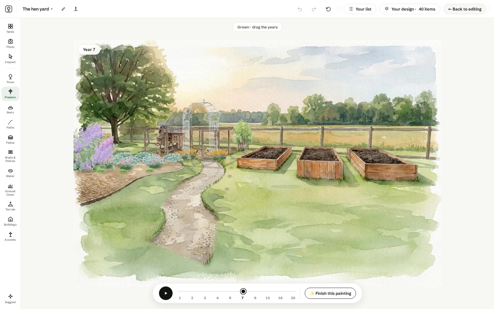 The studio grown view with the year slider timeline
