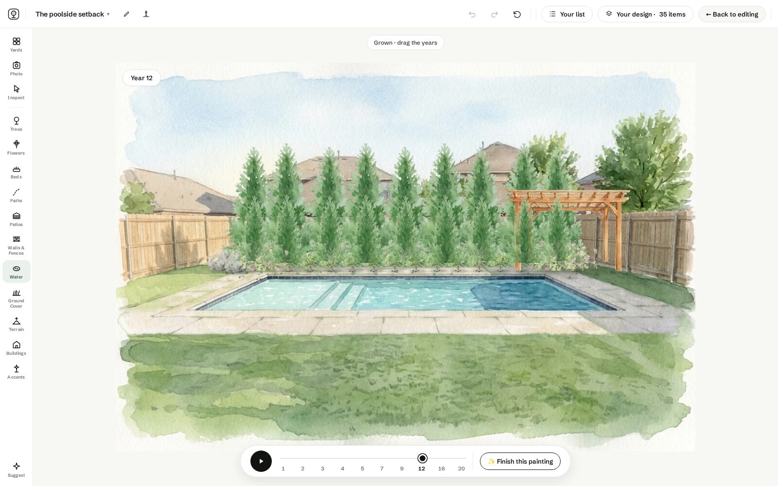 The studio grown view with the year slider timeline