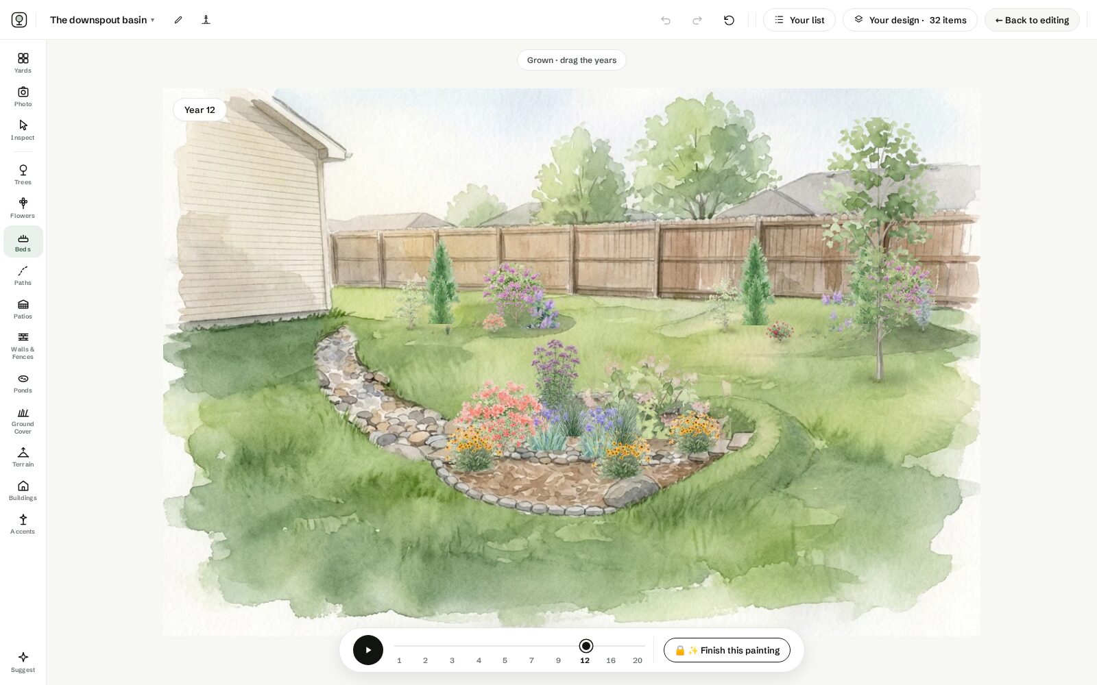 The studio grown view with the year slider timeline