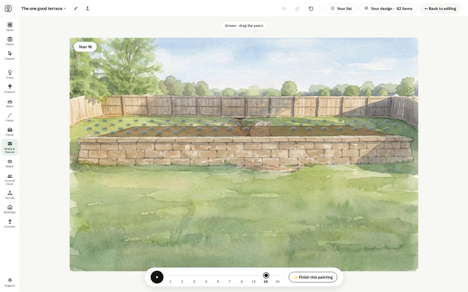 The studio grown view with the year slider timeline
