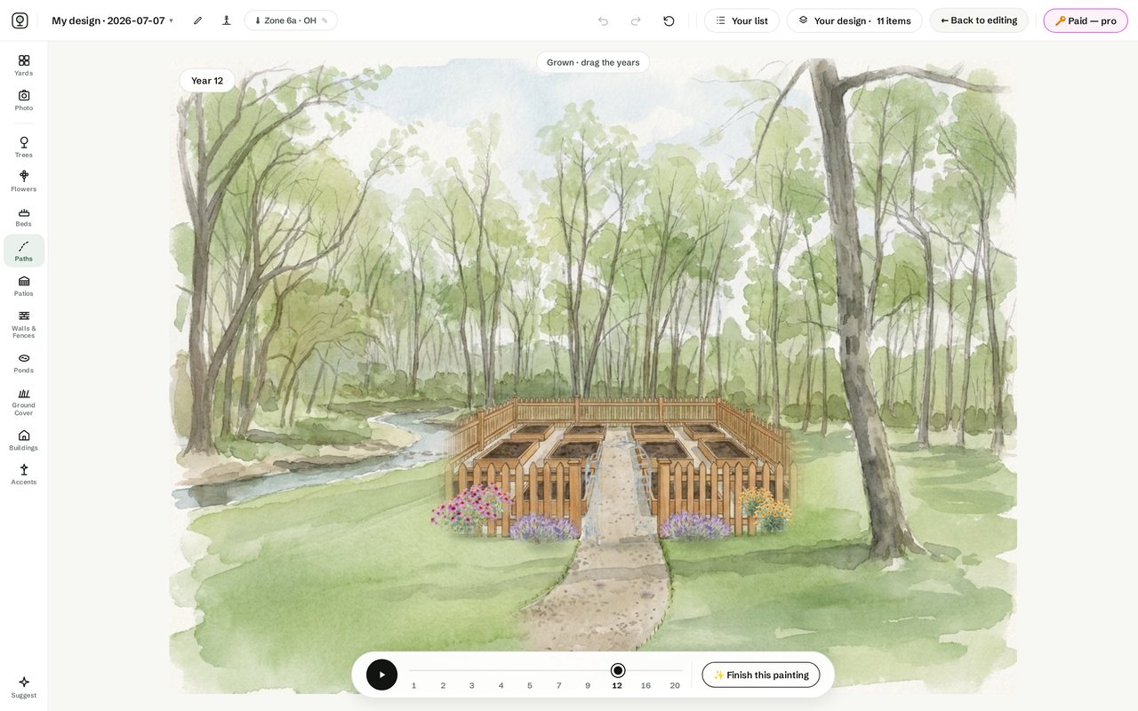 The studio grown view with the year slider timeline