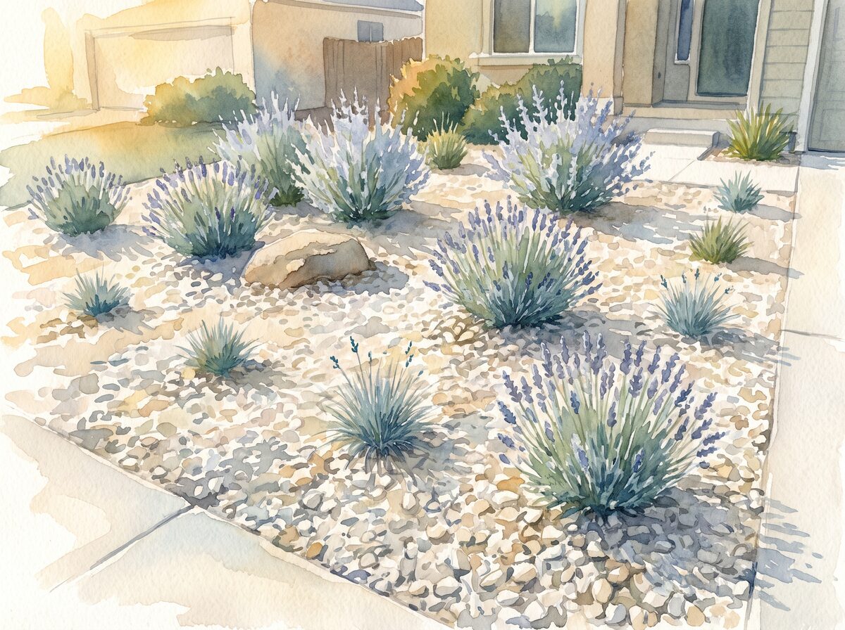 The gravel garden xeriscape front yard