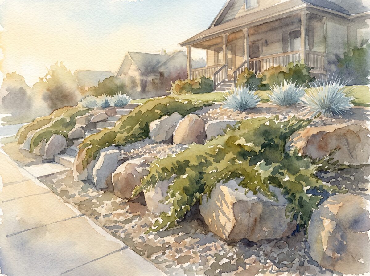 The street-side terrace xeriscape front yard